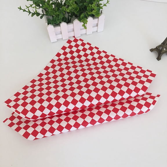 OULII 200Pcs Red Checkered Butter Paper Sheets for Oven Baking and Food Presentation