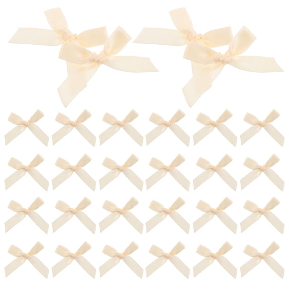 OULII Pre-Tied Beige Craft Bows for DIY Projects, Card Making, and Decor