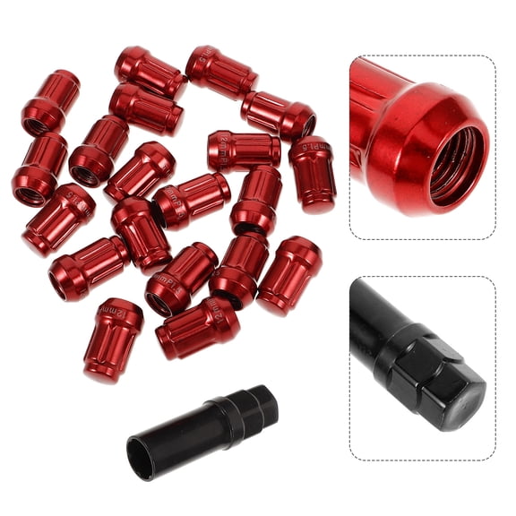 OULII 20Pcs Car Wheel Nut Covers Red Lightweight Hub Caps for Easy Installation and Removal