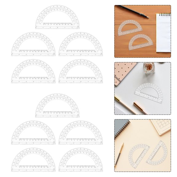OULII 20Pcs Clear Semicircle Protractor with Dual Scale for Classroom and Professional Use