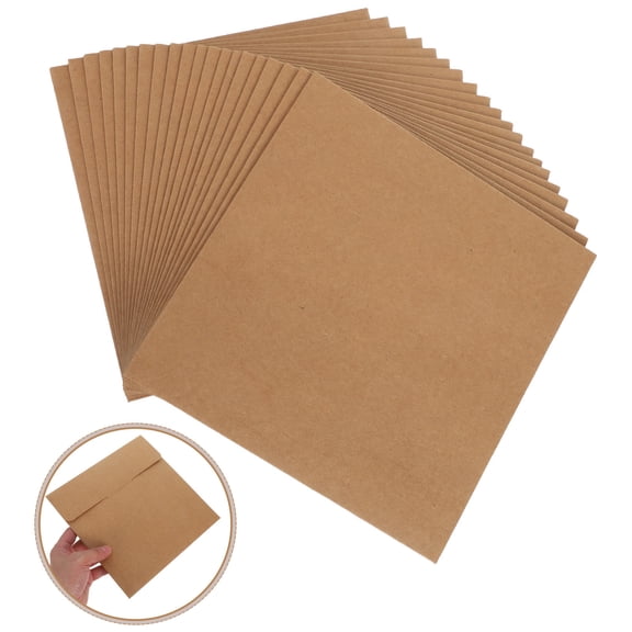 OULII 20Pcs Light Brown Kraft Paper Envelopes Square Design Office Document Sleeves