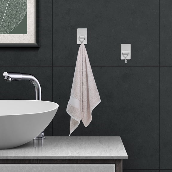 OULII 20Pcs Heavy Duty Stainless Steel Adhesive Hooks for Pots Towels and Kitchen Tools