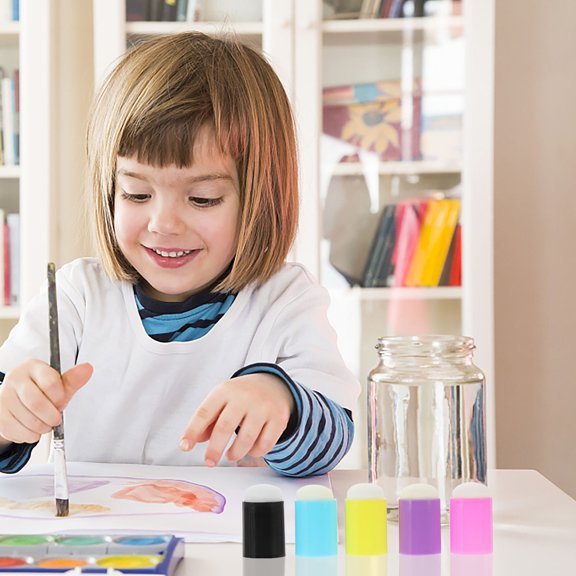 OULII 20Pcs Painting Sponge Daubers with Handle Assorted Colors for Acrylic and Gouache Art Crafts