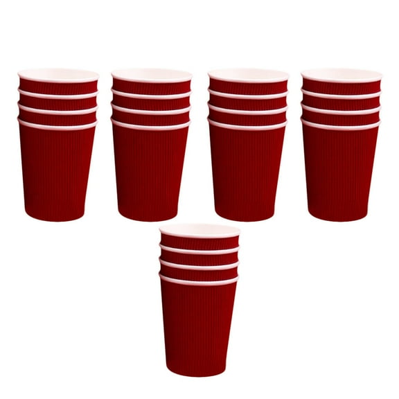 OULII  Red Corrugated Paper Cups Non-Slip Practical for Weddings 20Pcs