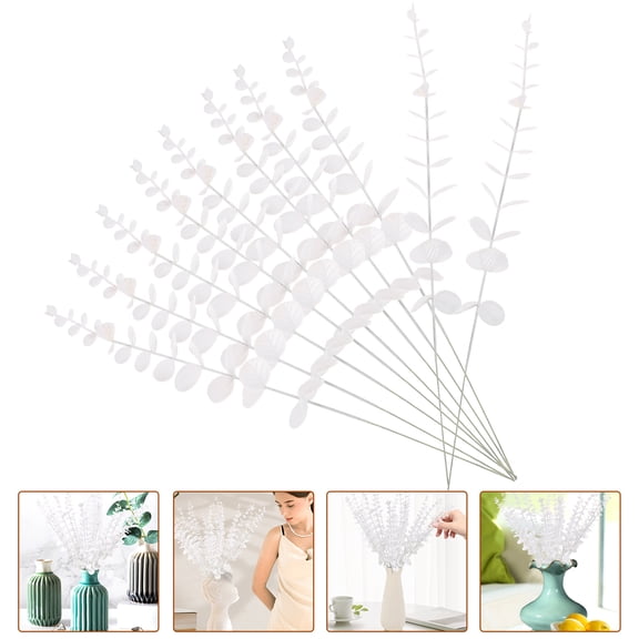 FENGGUIQU 20- Faux Eucalyptus Stems, Realistic White Artificial Plants for Vase and Home Decoration