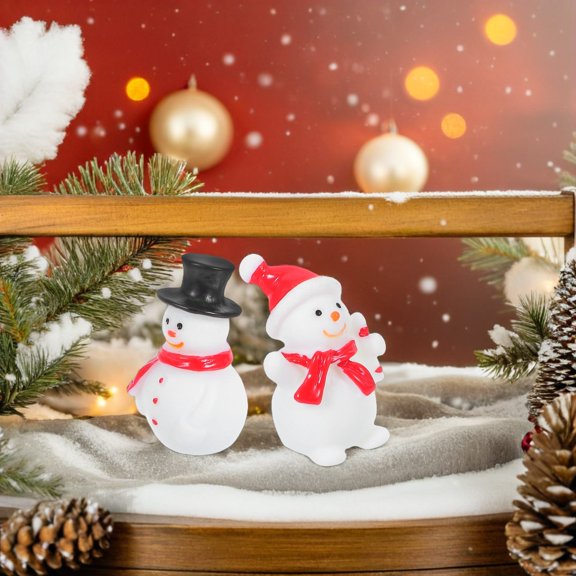OULII Christmas Decorations Resin Snowman Figurines for Tabletop Multi Color