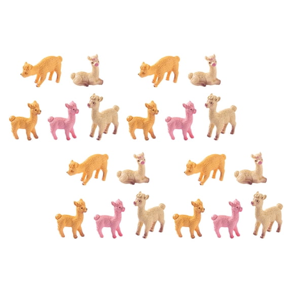 OULII 20pcs Mini Alpaca Ornaments Assorted Color Resin for Realistic Model in Children's Room and Aquarium