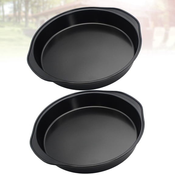 OULII 2Pcs Carbon Steel Baking Pan Black Nonstick Cake Mold Bakeware for Quick Release and Easy Cleanup