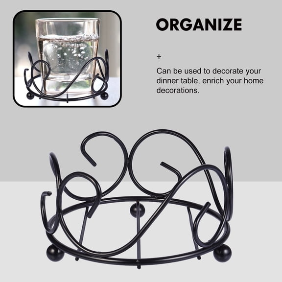 OULII 2PCS Black Metal Coaster Holder Coaster Display Stand Premium Design for Homeowners