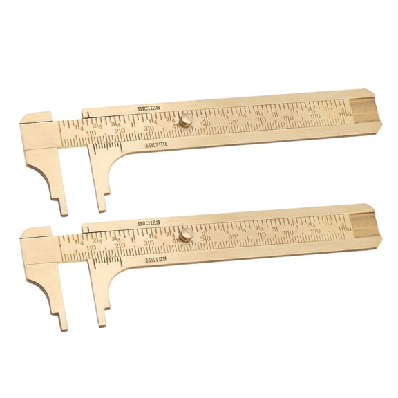 OULII Golden Brass Jewelry Caliper with Dual Scale for Precise Measurement, Portable Tool Perfect for Accurate Crafting and Jewelry Making
