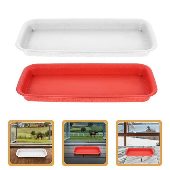 OULII 2Pcs Rectangular Resin Planter Drip Tray for Indoor and Outdoor Plant Use
