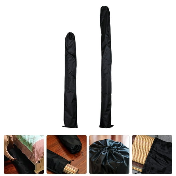OULII 2Pcs Black Nylon Drawstring Bags for Straw Mat Storage Durable Reusable Summer Sleeping Mat Organizer