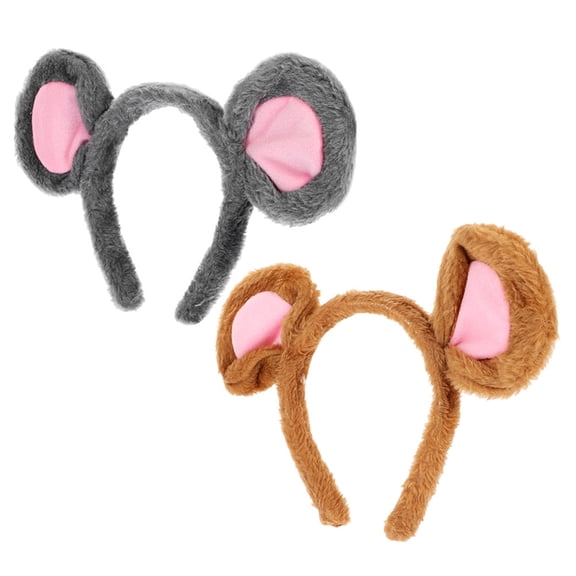 OULII 2Pcs Animal Ears Headband Adult Soft Cloth Mouse Headband For Events And Cosplay Accessory