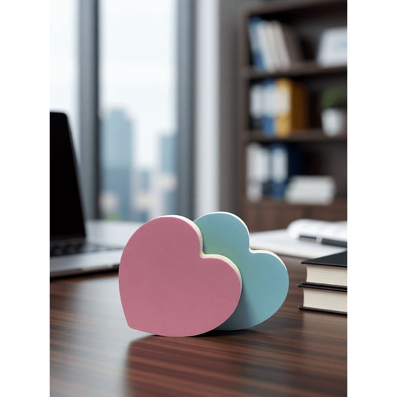 OULII 2Pcs Heart Shaped Post Notes Assorted Color Convenient for Quick Reminders