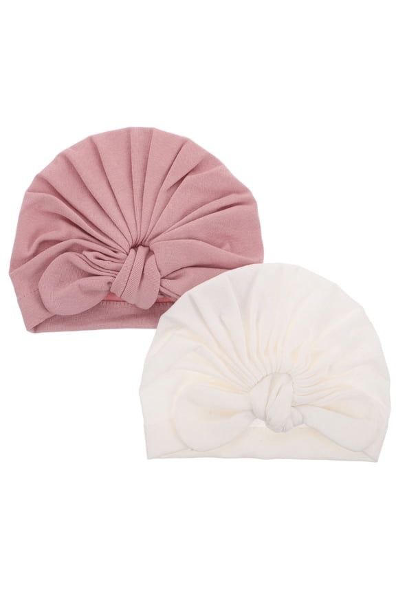 Baby Turban Hats 2-Pack Knotted Design Soft Windproof Headwear for Infant Protection and Comfort