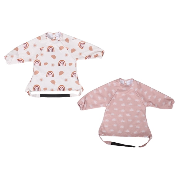 OULII 2Pcs Baby Feeding Smock for Easy On Off Assorted Color Waterproof Bib for Infants
