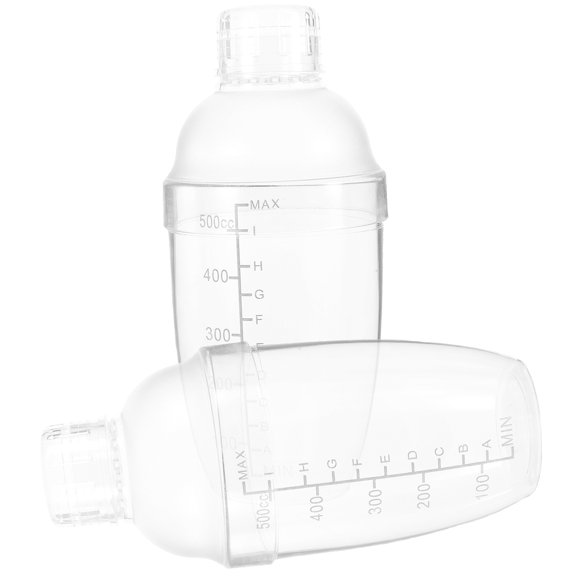 OULII 2Pcs Clear Plastic Cocktail Hand Shaker with Scale for Mixing Cocktails and Beverages