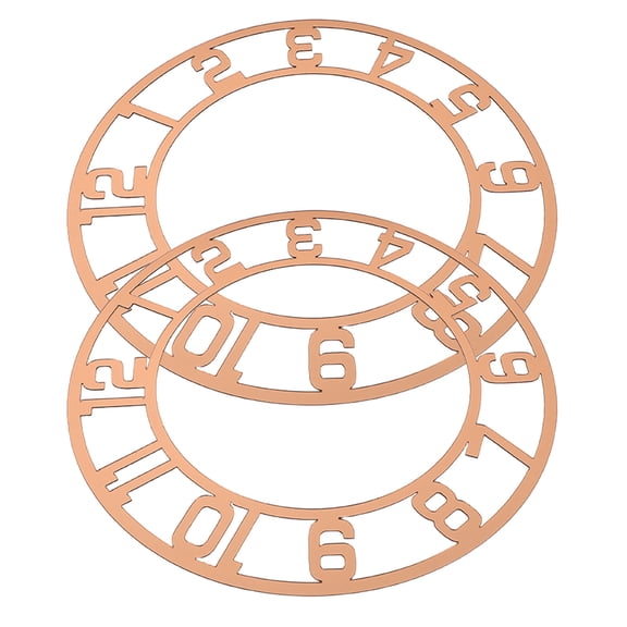 OULII 2Pcs DIY Mirror Clock Light Brown Round Clock Face for Modern Entryway Decor