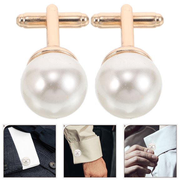 OULII 2Pcs Cufflinks for Men Golden French Shirt Accessories Durable Zinc Alloy Material