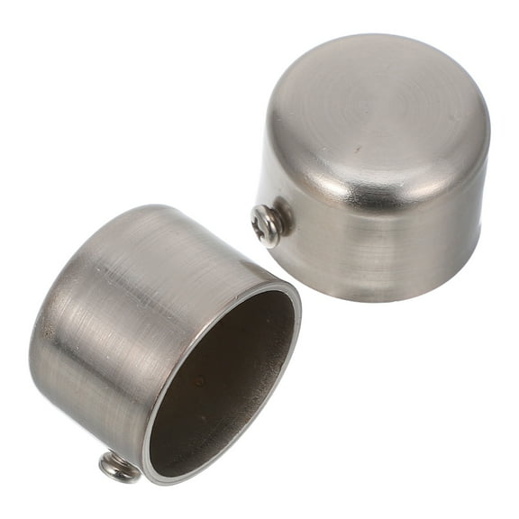 OULII 2Pcs Curtain Rod Knob Silver Round Alloy Decorative Cap for Drapery Rod Easy to Install and Remove
