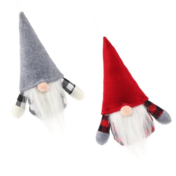 OULII Red Fabric Christmas Dolls for Home Decor Handmade Faceless Good Luck Symbols 2Pcs