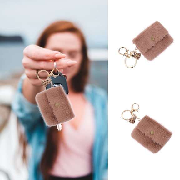 OULII 2Pcs Bag Pendants Keychain Khaki Color for Storage Organize Keys and Accessories