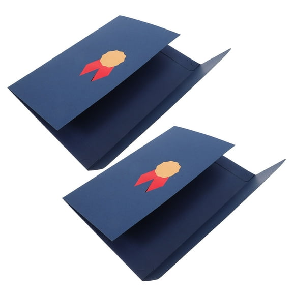 OULII 2Pcs Dark Blue Paper Certificate Protective Cover for Documents Awards Ceremony Professionals