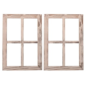 OULII 2Pcs Decorative Farmhouse Wooden Window Frame with Light Control and Privacy