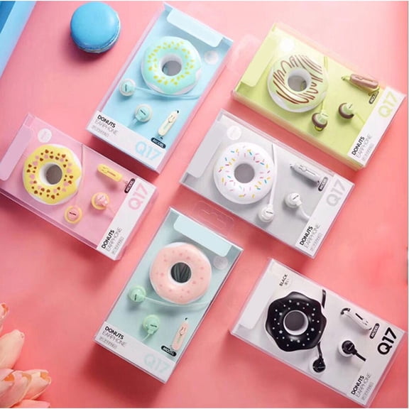 OULII 2Pcs Donut Earbuds Stereo Earphones with Wire Control and Comfortable Noise Isolation Gel