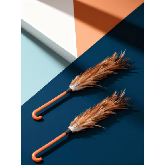 OULII 2Pcs Lightweight Chicken Plume Duster Home Dust Sweeper with Assorted Colors