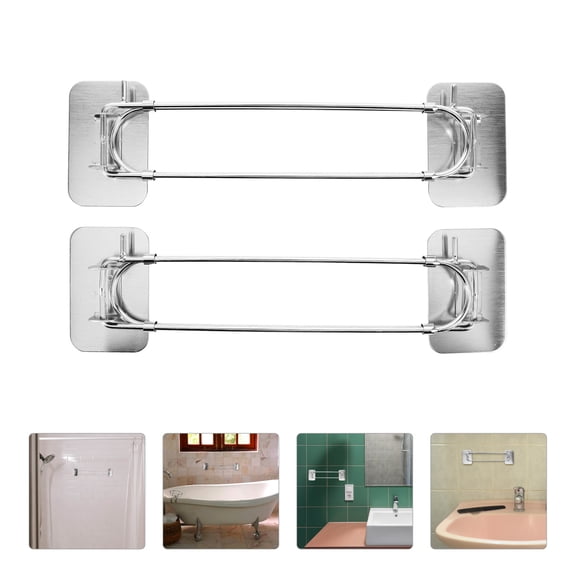 OULII 2Pcs Stainless Steel Rv Shower Corner Storage Bars Adjustable Bathroom Organization Rods