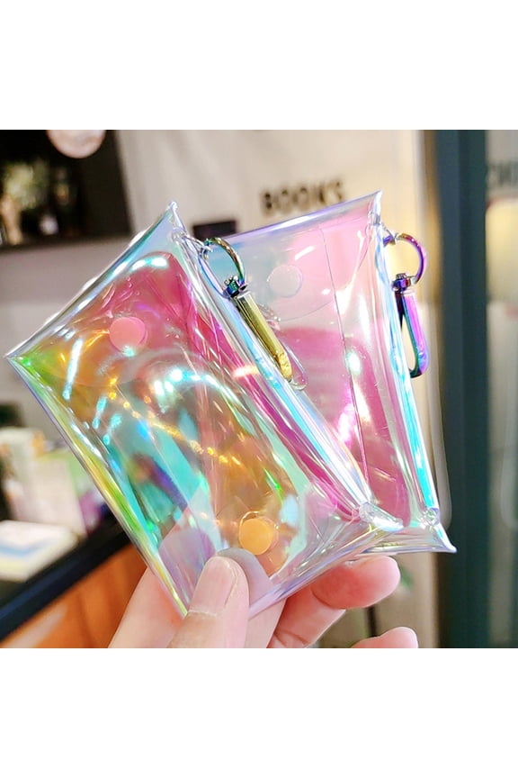 2Pcs Earphone Bag Mini Keychain Pouch Multi Colored PVC