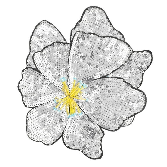 OULII 2Pcs Large Floral Applique with Sequin Beads for Decoration Multicolor Sew on Embroidery Patches