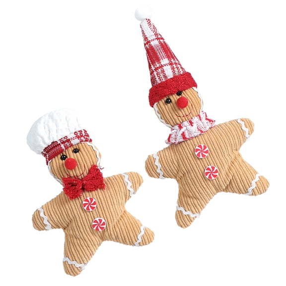 OULII 2Pcs Gingerbread Man Christmas Hanging Ornaments Assorted Color for Tree and Party Decor