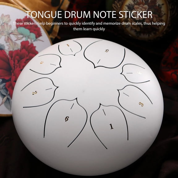 OULII 2Pcs Golden Tongue Drum Note Stickers Oil Resistant Durable Music Instrument Supplies