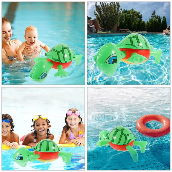 OULII 2Pcs Green PVC Inflatable Turtle Balloons for Pool Parties and Outdoor Fun with Lifelike Design