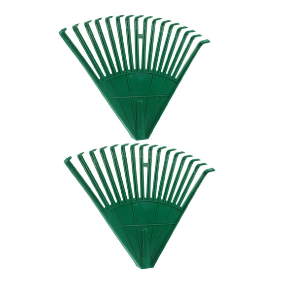 OULII 2Pcs Plastic Leaf Rake Green Lightweight Lawn Yard Leaf Collector for Gardening