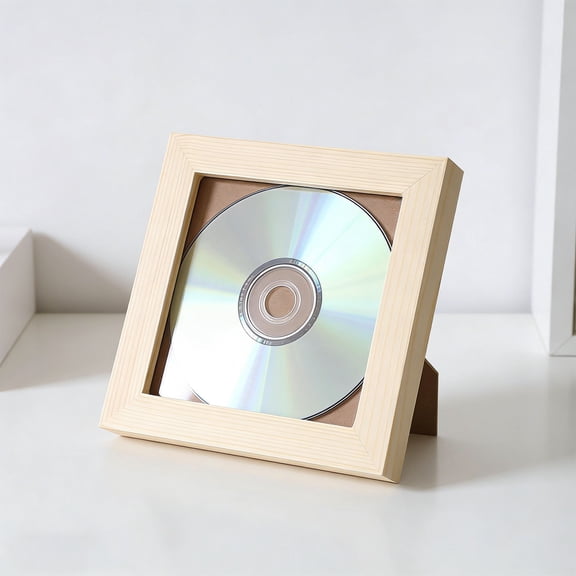 OULII 2Pcs Khaki Wood Rustic Art Wall Display Frame for Calligraphy Painting and Music Cds