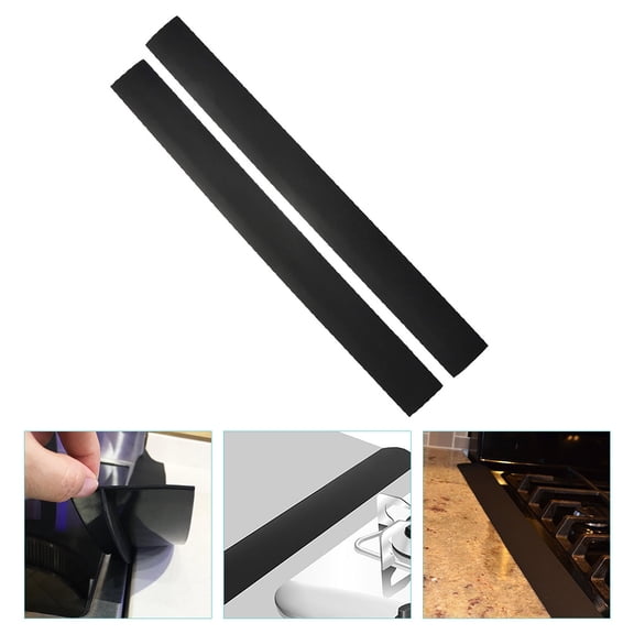 OULII 2Pcs Heat Resistant Silicone Stove Gap Filler Covers Black Kitchen Counter Gap Seal p