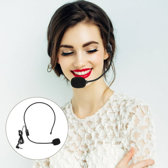 OULII 2Pcs Lightweight Headset Microphone with Adjustable Arm for Singing Interview and Hosting