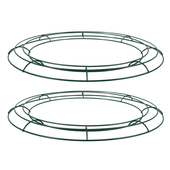 OULII 2Pcs Iron Metal Wreath Frame Round Shape Green Floral Hoop for Door Window and Wall Decoration