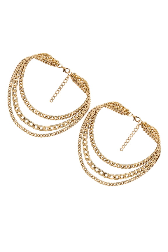 2Pcs Multi Layer Chain Necklace Sweater Chain Collarbone Neck Accessory for Daily Wear