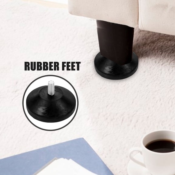 OULII 2-Pack Adjustable Furniture Glides with Black Rubber and Metal Base for Floor and Easy Movement