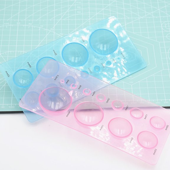 OULII 2Pcs Pink Plastic Clay Round Making Mold Half Ball Shape for DIY Crafts and Jewelry Casting