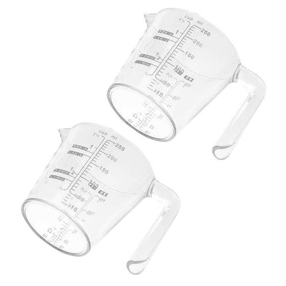 OULII 2Pcs Measuring Cup for Home with 4 Scale Types Portable Handle and Wide Mouth Assorted Color