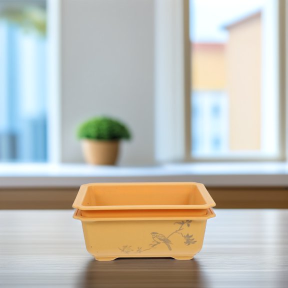 OULII 2Pcs Plastic Rectangle Planter Box with Elegant Bird Design for Home Decor and Outdoor Use