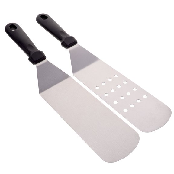 OULII 2Pcs Plated Silver Stainless Steel Griddle Spatula and Pancake Flipper for Kitchen Use