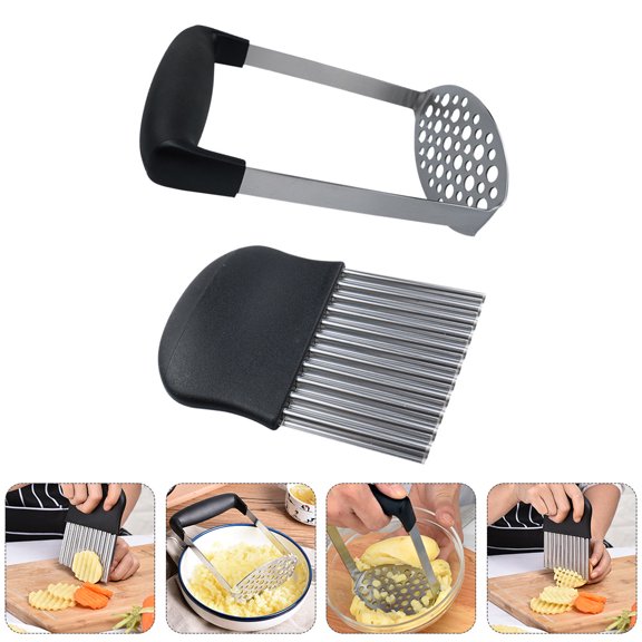 OULII 2Pcs Potato Cutter Square Holes 430 Stainless Steel Kitchen Utensils For Cutting Fruits and Vegetables