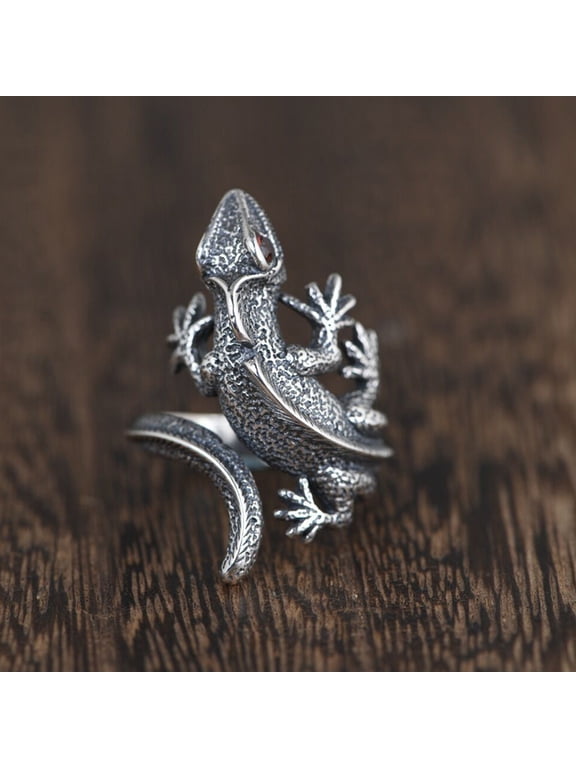 2Pcs Punk Lizard Ring For Teens Adjustable For Casual Occasions