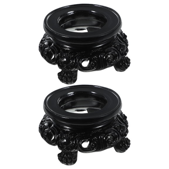 OULII 2Pcs Resin Crystal Ball Display Stand Black Hollow Base for Office and Home Decor